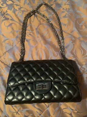 Black quilted bag